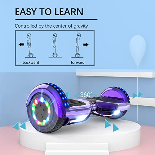 RCB Hoverkart Gyropode Hoverboard Kart pour Enfant et Adulte, Overboard et Kart avec Bluetooth-Musique/LED-Roue Clignotante, Hoverboards Cadeau pour Enfants Miscooter