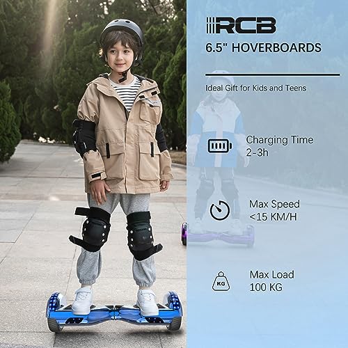RCB Hoverboard Gyropode pour Enfant et Adulte, Overboard 6.5 Pouces avec Bluetooth-Musique/LED-Roue Clignotante, Hover Board Skateboards Meilleur Cadeau pour Les Enfants Miscooter 