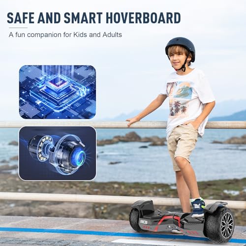 RCB Hoverboard Tout Terrain 8,5'', Gyropode avec APP, Hoverboards SUV avec Lumières LED et Haut-parleurs Bluetooth, Cadeau pour Enfants et Adultes RH3 Miscooter