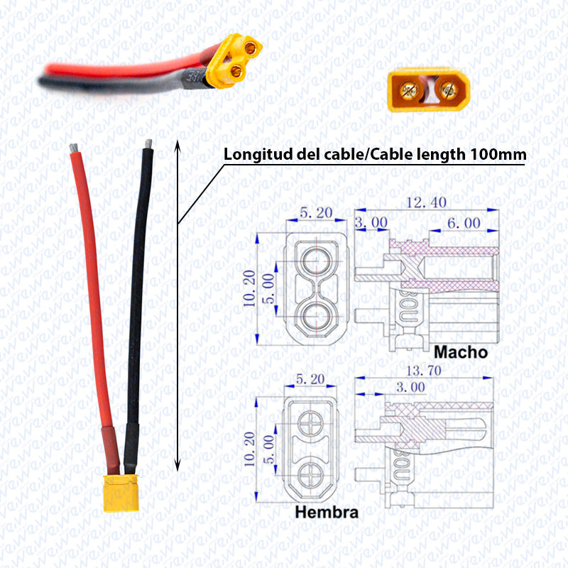 Connecteur XT30 avec câble – Pack 5 paires – Miscooter