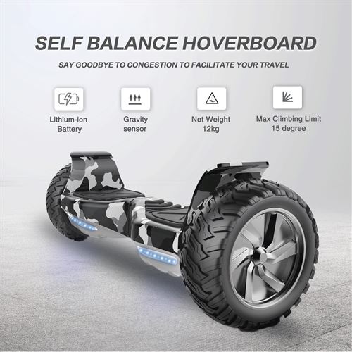 Hoverboard 8,5 pouces Markboard Hummer Tout Terrain Auto-équilibrant LED Bluetooth APP avec Moteur Puissant - Camouflage Miscooter HoverBoard