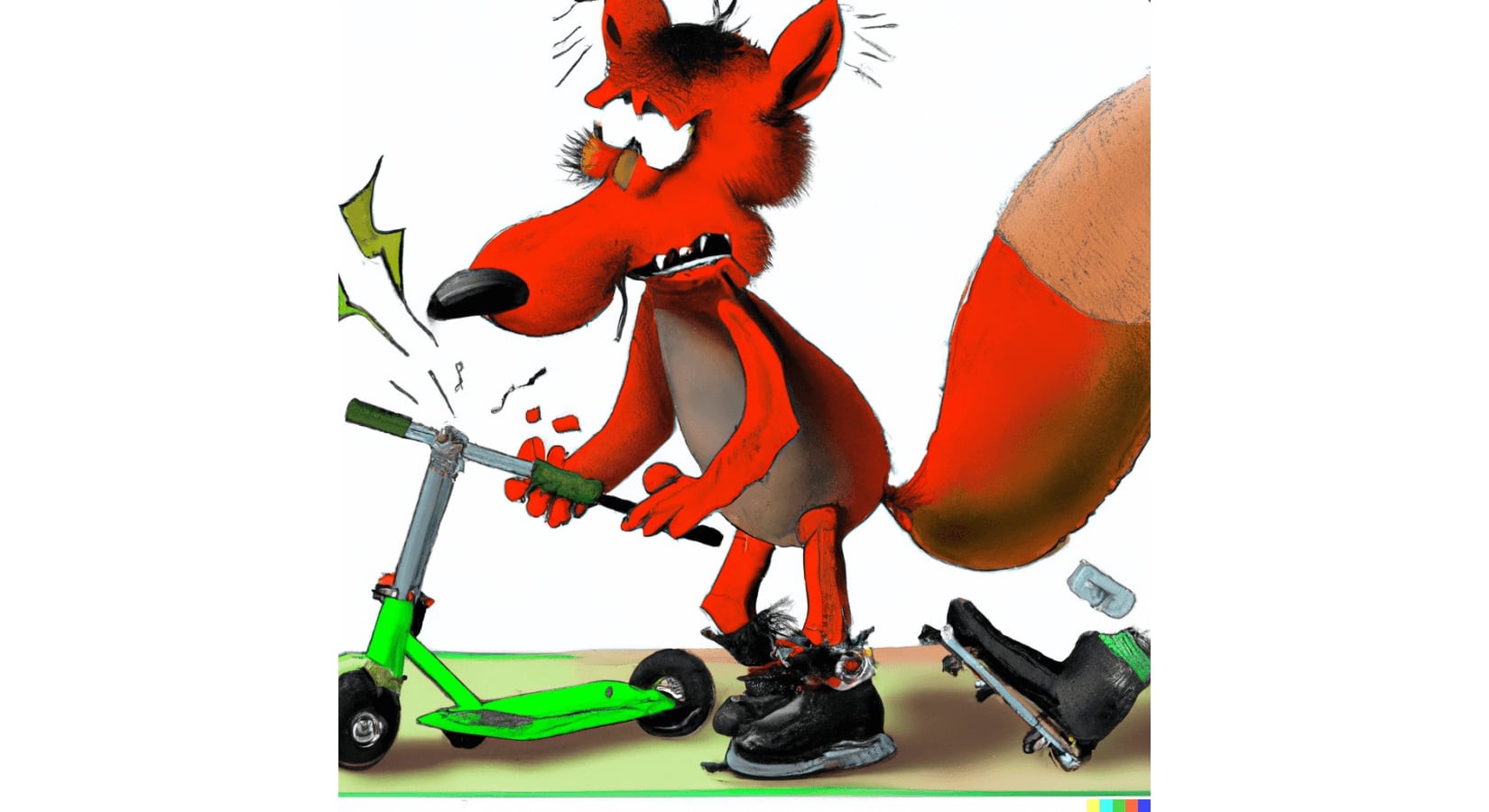  un renard qui répare une trottinette électrique mode cartoon 