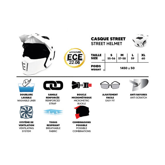 Casque street FRV blanc (taille S à XL) Miscooter casque