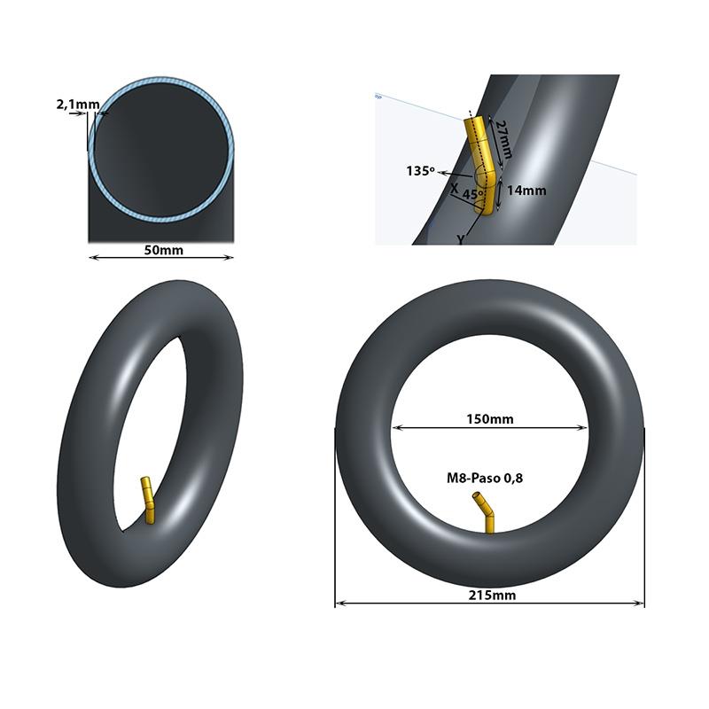 Chambre à air 8,5x2 VC 135x45° [Ewheel] Miscooter 