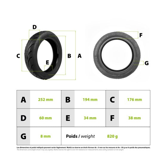 Pneu 60/70-7 tubeless avec gel Xiaomi Mi4 Pro -G-30 max arrière