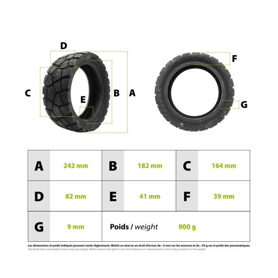 Pneu Tubeless 80/50-6.5 (10x3-6.5) pour Dualtron Victor 2025 Miscooter Pneu