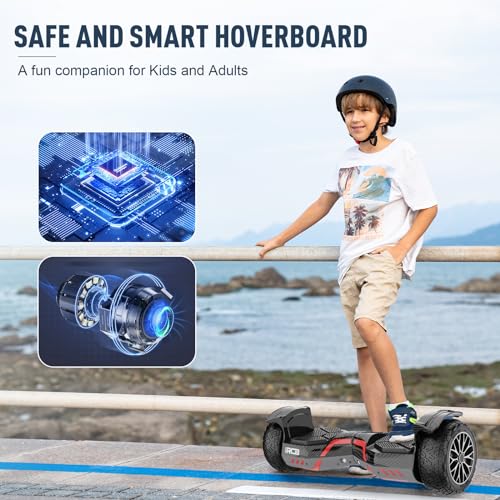 RCB Hoverboard Tout Terrain 8,5'', Gyropode avec APP, Hoverboards SUV avec Lumières LED et Haut-parleurs Bluetooth, Cadeau pour Enfants et Adultes RH3 Miscooter 