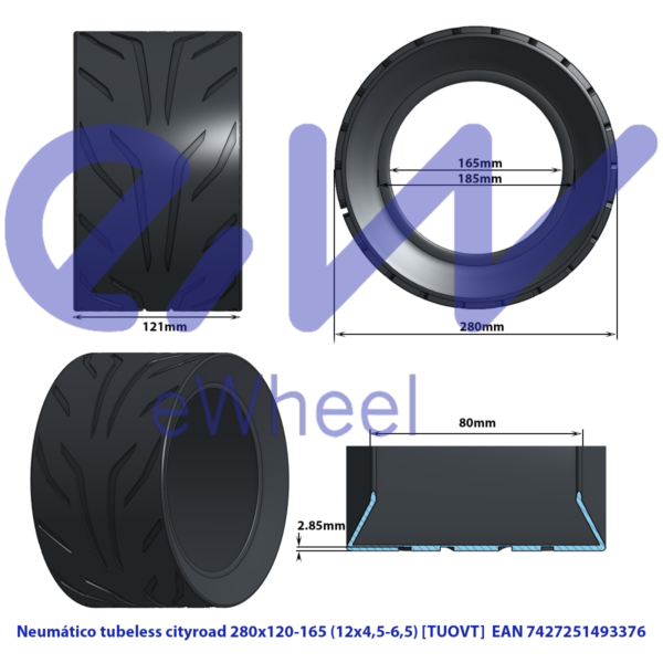 Pneu 12x4,5-6,5 tubeless  [TUOVT] Miscooter pneu