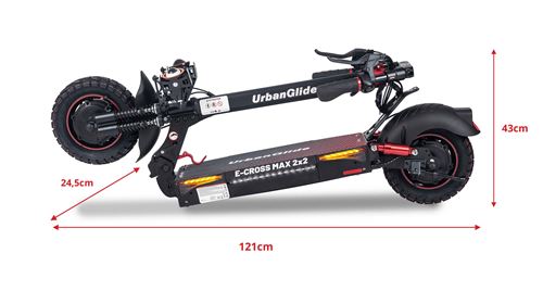 Trottinette électrique Urbanglide Ecross Max 2X2 double moteur 17,5A Noir - Trottinette  électrique - Equipements de sport
