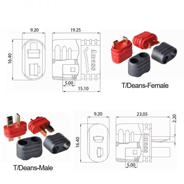 Connecteur T-DEAN Amass avec protecteur – Paquet de 10 unités.  – Trottinettes électriques Miscooter 